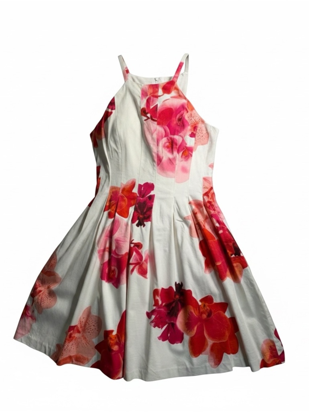 Calvin Klein White Dress with Pink and Red Floral Print